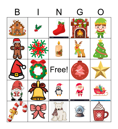 Christmas Picture Bingo Card