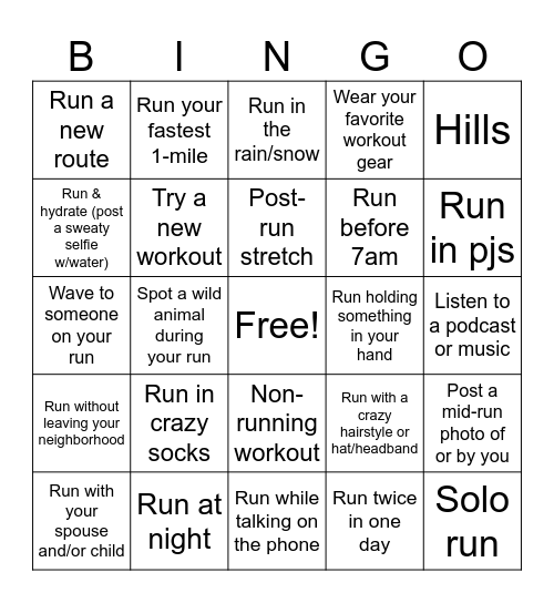 MOODY MOMMA RUNNERS Bingo Card