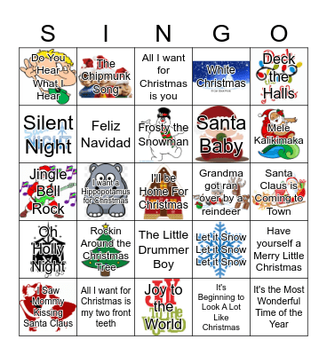 Christmas Singo Bingo Card