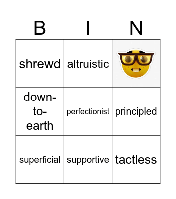 Personality traits - Group 1 Bingo Card