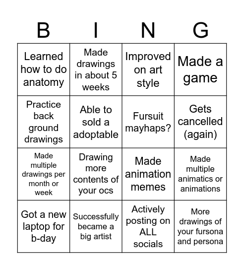 Draw. Bingo Card