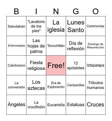 La Semana Santa Bingo Card