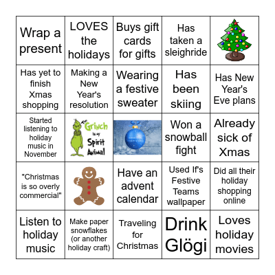 Holiday Bingo Card