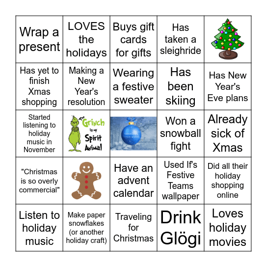 Holiday Bingo Card