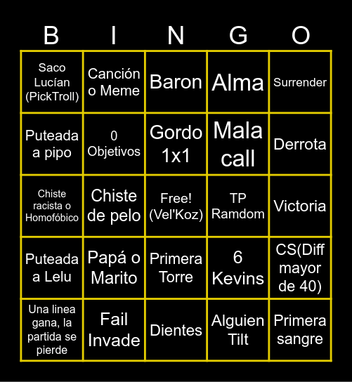 LOL with the Boys Bingo Card