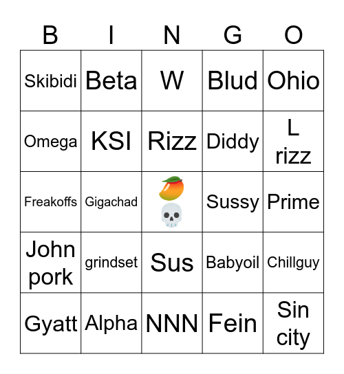 Brainrot Bingo! Bingo Card