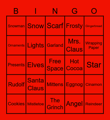 Christmas Bingo Card