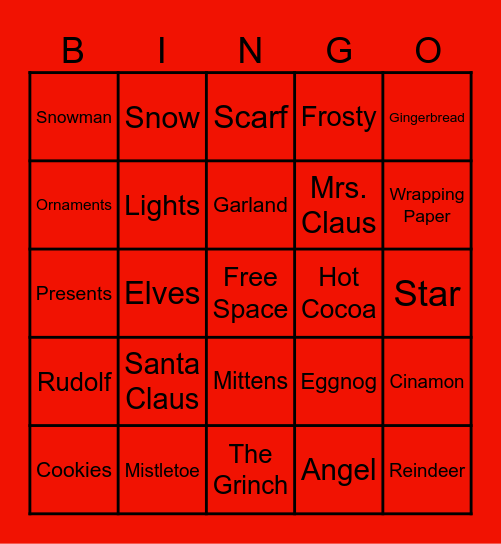 Christmas Bingo Card