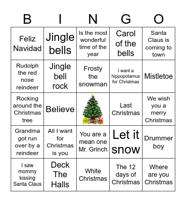 CHRISTMAS SONGS Bingo Card