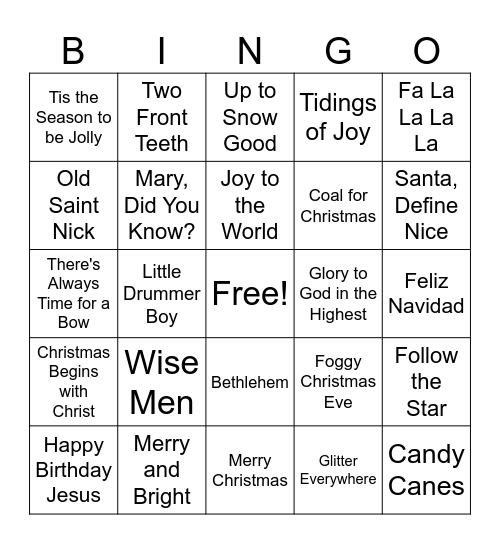 Christmas Bingo Card