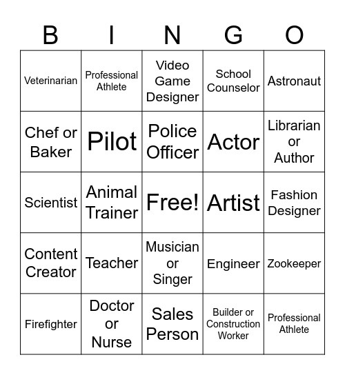 CAREER EXPLORATION Bingo Card