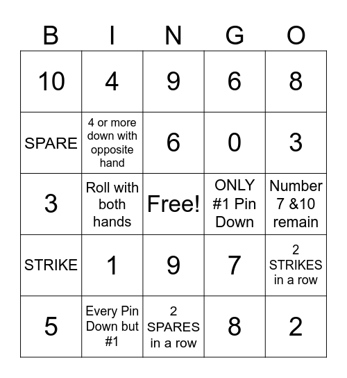 Bowling Bingo Card