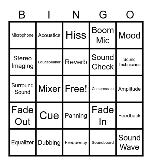 Technical Theatre Bingo Card