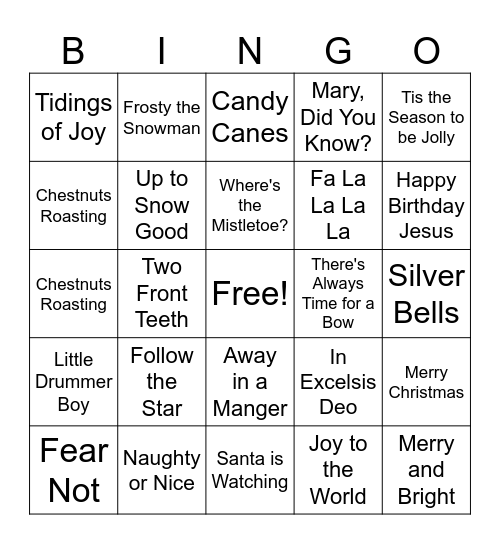 Christmas Bingo Card
