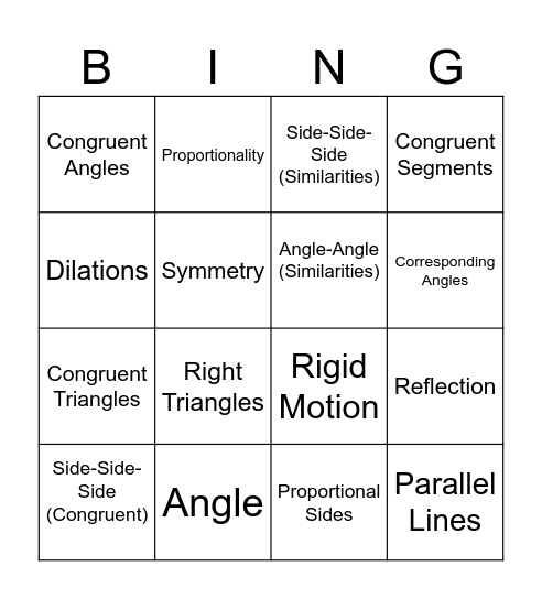 Math Bingo Card