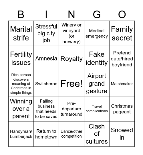 Christmas Movie Bingo! Bingo Card