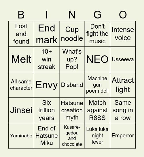 Picture Perfect Bingo Card