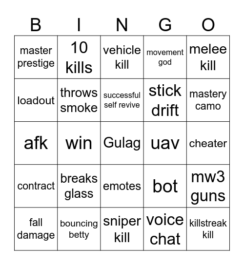 deez Bingo Card