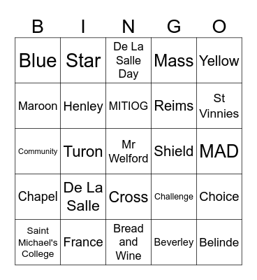 Year 7 RE Bingo Card