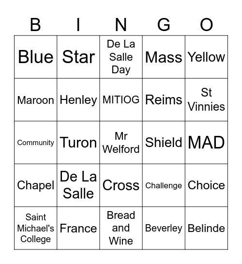 Year 7 RE Bingo Card