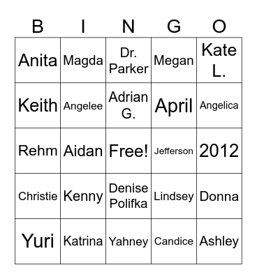 Procare/CareOusel BINGO Card