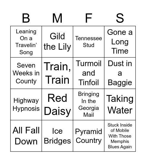 Memphis Bingo Card