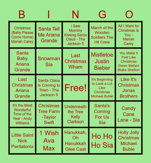 HOLIDAY BINGO 1 Bingo Card