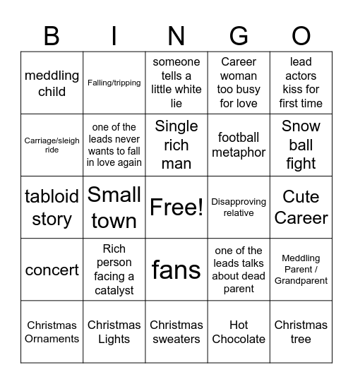 Christmas in the Spotlight Bingo Card