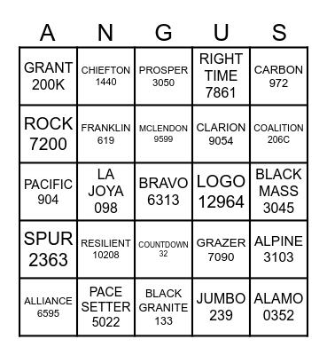 World West Christmas Bull Bingo 2024! Bingo Card