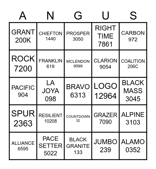 World West Christmas Bull Bingo 2024! Bingo Card