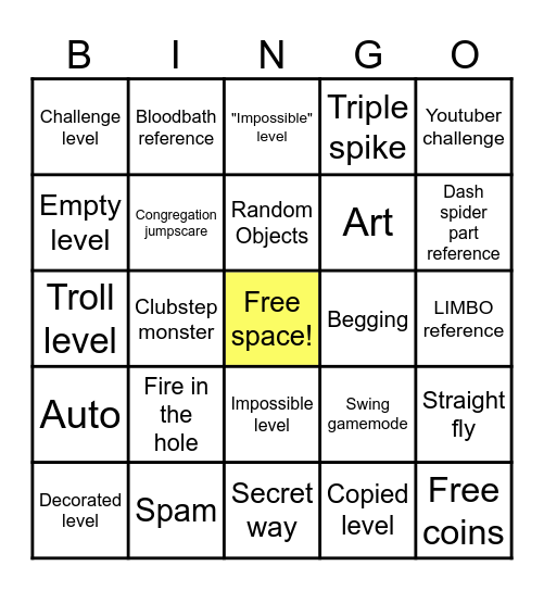 GD Recent Tab Bingo Card Bingo Card