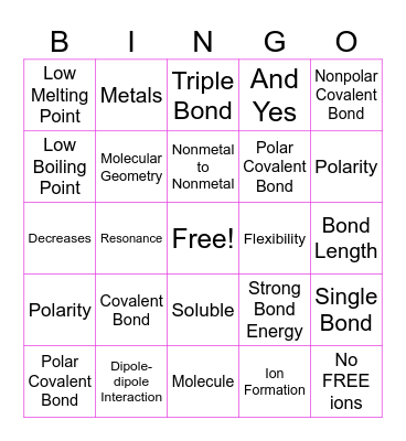 Bonding Over Bingo Card