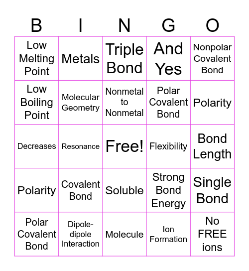 Bonding Over Bingo Card