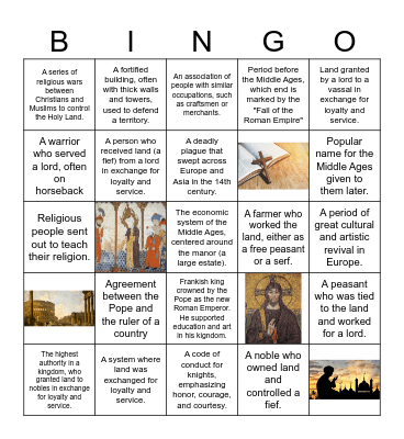 Feudal Europe Bingo Card