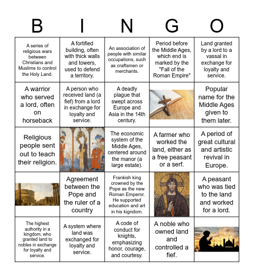 Feudal Europe Bingo Card