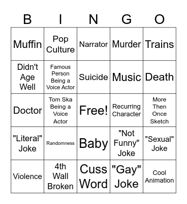 ASDFMOVIE Bingo Card