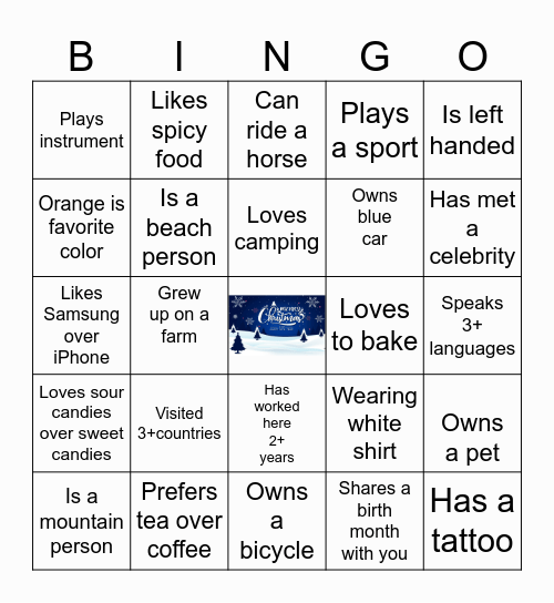 FIND WHO Bingo Card