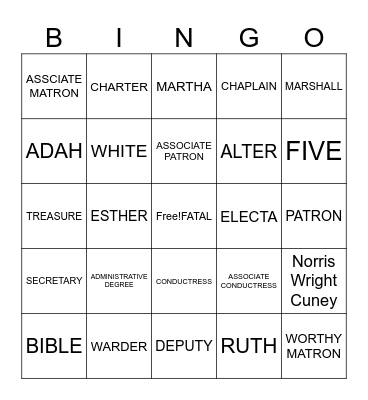OES BINGO Card