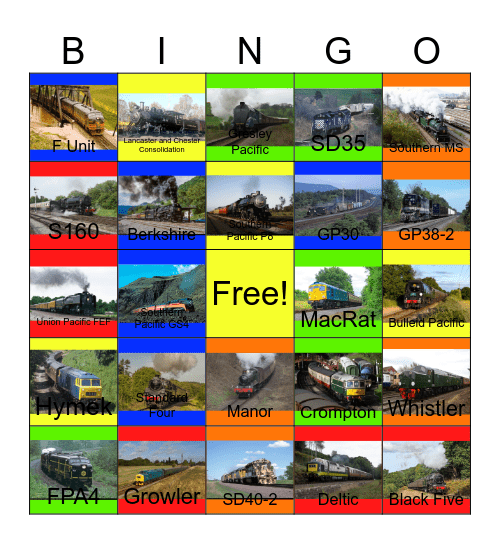 Railway Lines that I would like to work in the summer someday Bingo Card