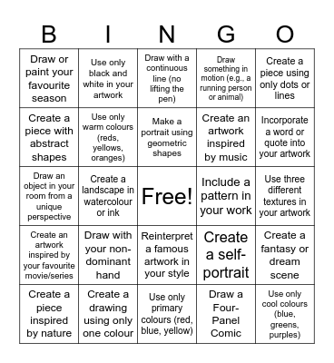 Art Bingo Card