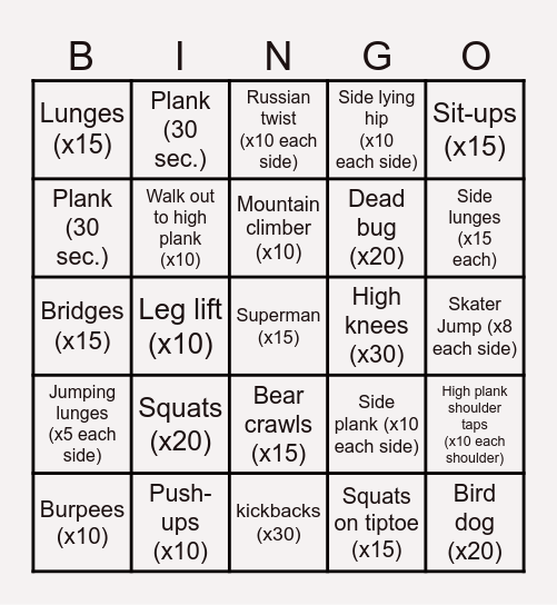 FitBingo Card