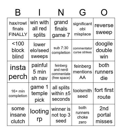 s6 playoffs Bingo Card