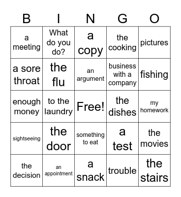 Common Verbs Bingo: Have, Go, Do, Make Bingo Card