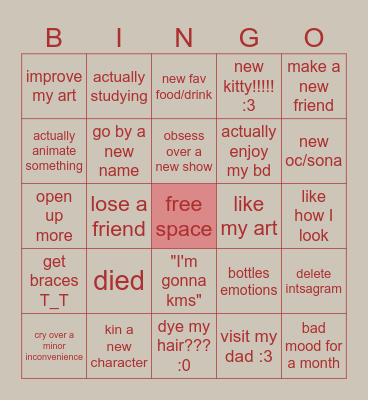 my 2025 ᗢ Bingo Card