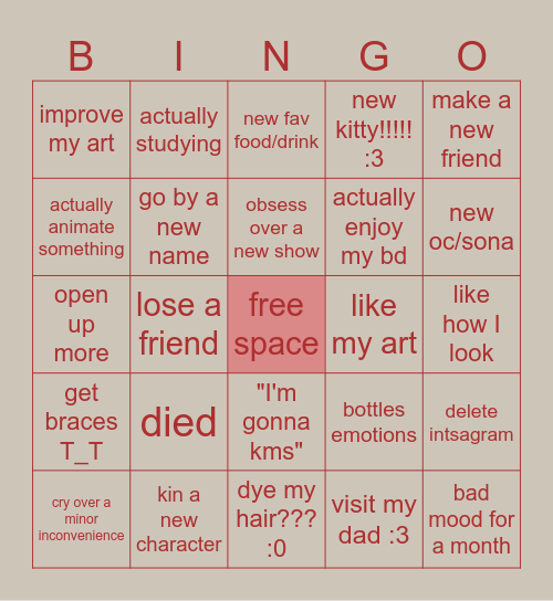 my 2025 ᗢ Bingo Card