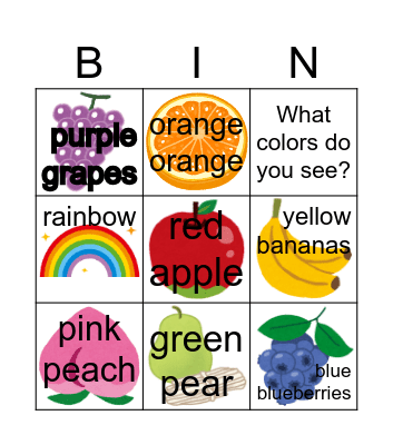 Colors Bingo Card