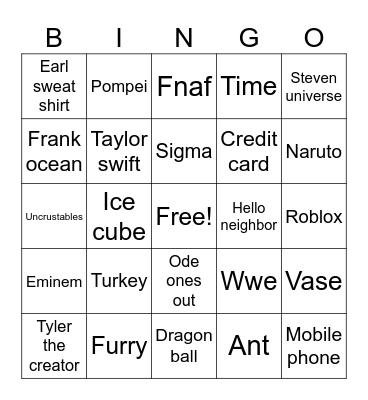 Wikipedia bingo Card
