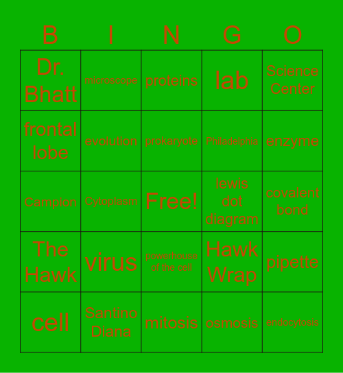 BIO CLUB BINGO!!!! Bingo Card