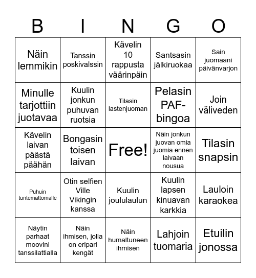 Risteily Bingo Card