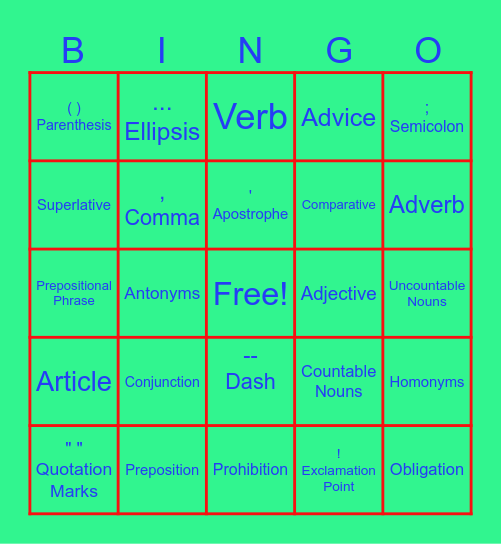 Listening and Conversation Bingo Card